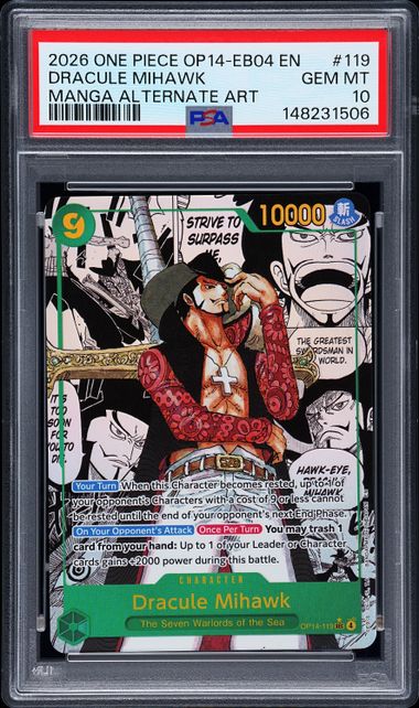 One Piece PSA 10 Dracule Mihawk #OP14 119 Manga Alternative Art 2026 EN