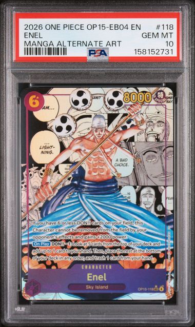 One Piece PSA 10 Enel #OP15 118 MANGA ALT ART 2026 EN