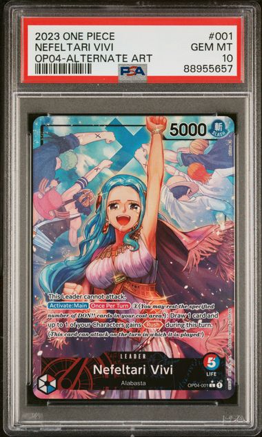 One Piece PSA 10 Nefeltari Vivi #OP04 001 Leader Alternative Art 2023 EN