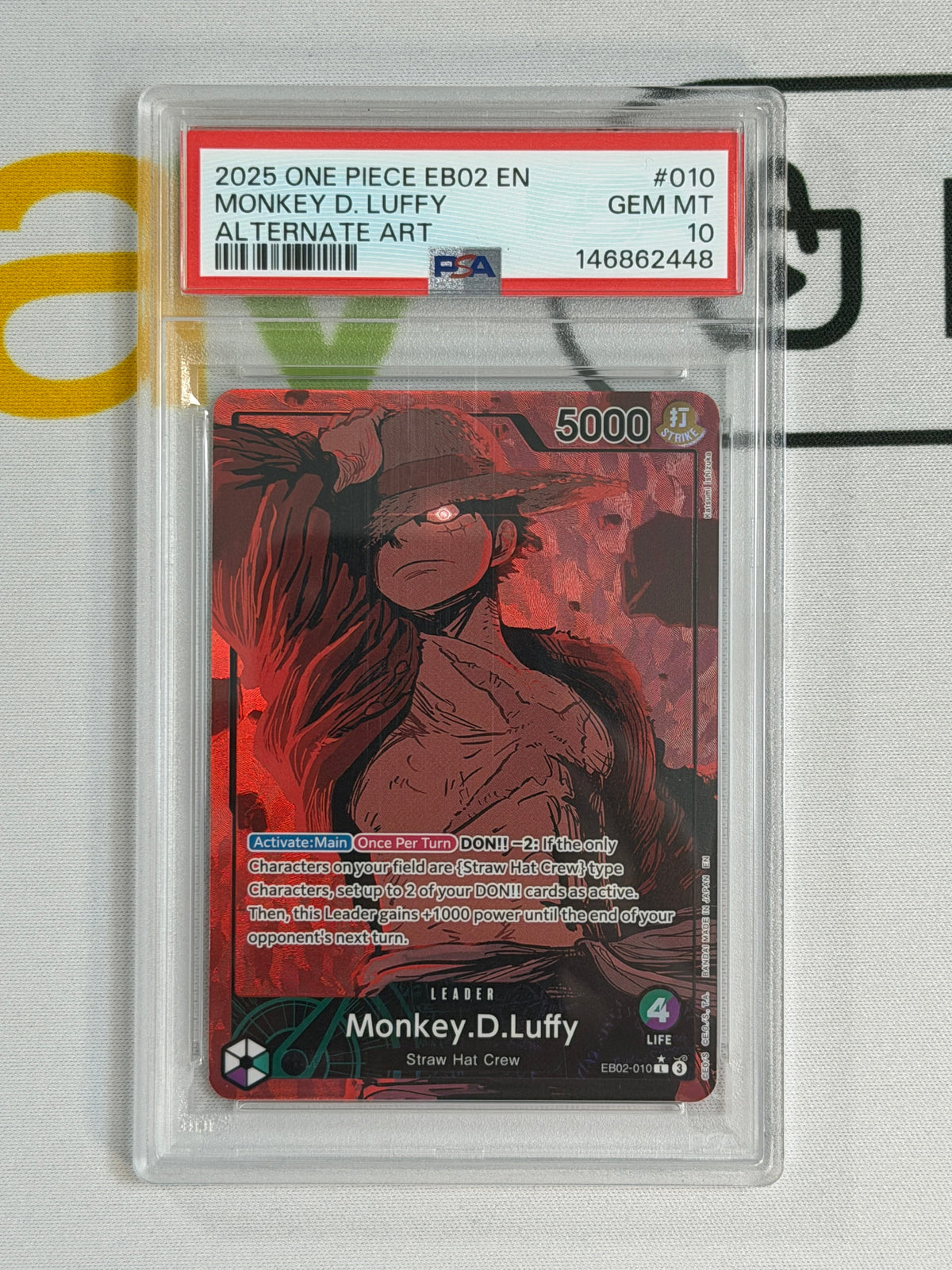 One Piece PSA 10 Monkey D.Luffy #EB02 010 Alternate Art 2025 ENG
