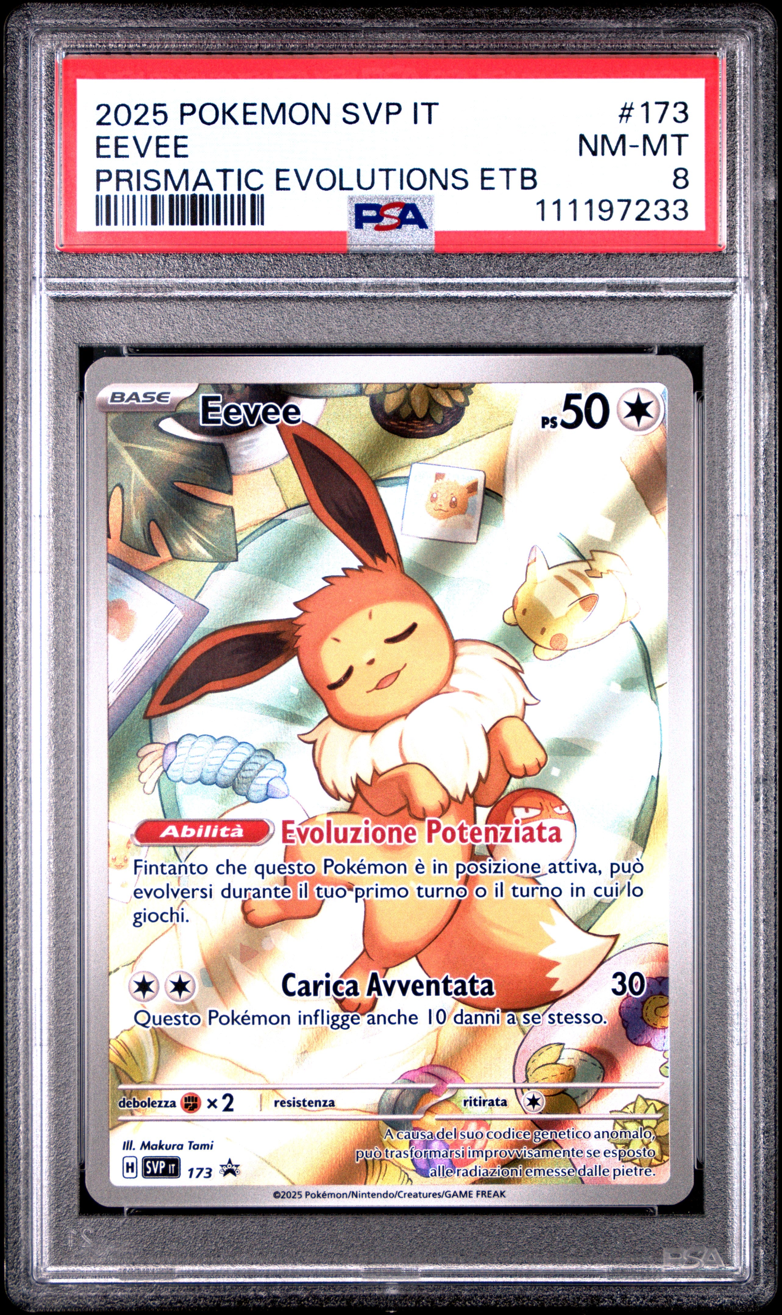 Pokemon PSA 8 Eevee 173 SVP Promo ETB Evoluzioni Prismatiche 2025 ITA